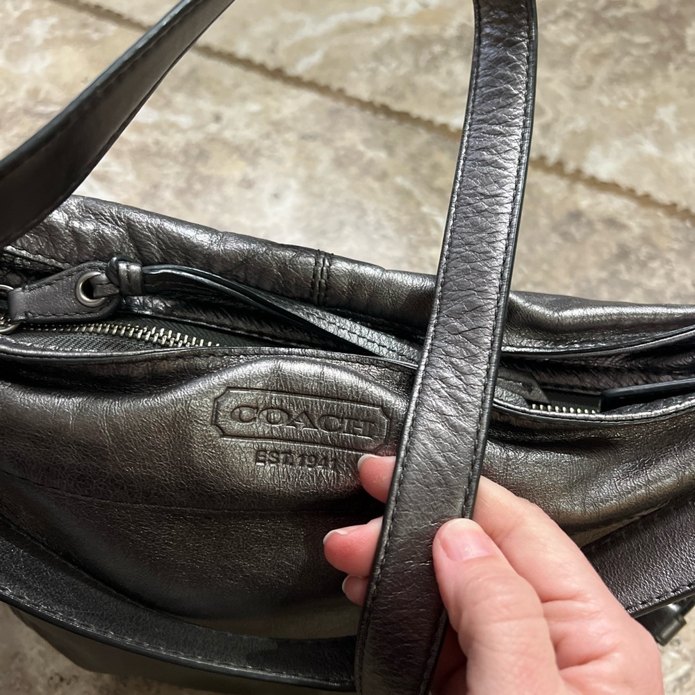 EUC COACH Zoe Gunmetal Gray Leather Convertible Handbag Crossbody Purse - Picture 9 of 13